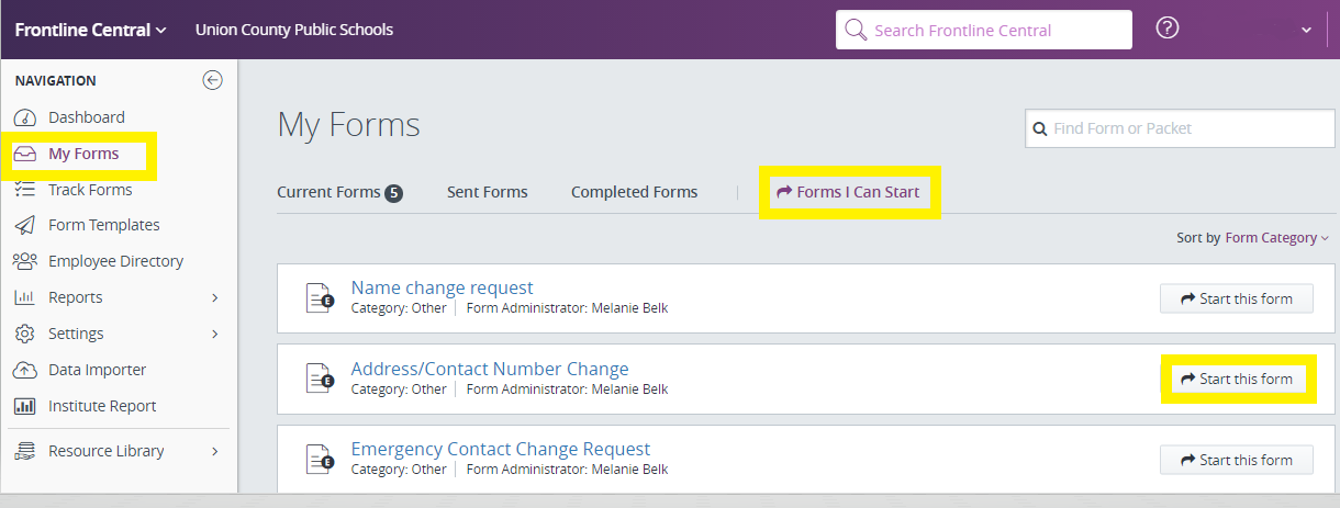 Forms I Can Start 